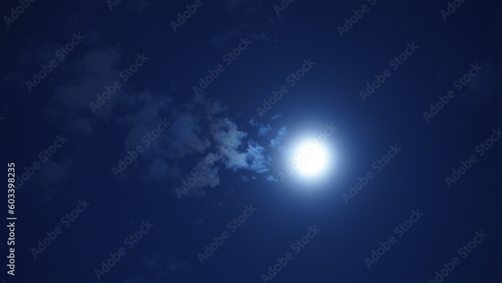 The moon night view with the round and white moon in the sky The moon night view with the round and white moon in the sky