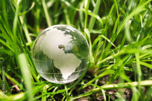 globe glass on grass with sunshine. environment concept © lovelyday12