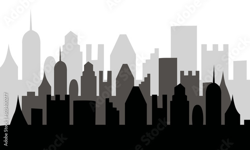 Downtown landscape with buildings concept vector illustration