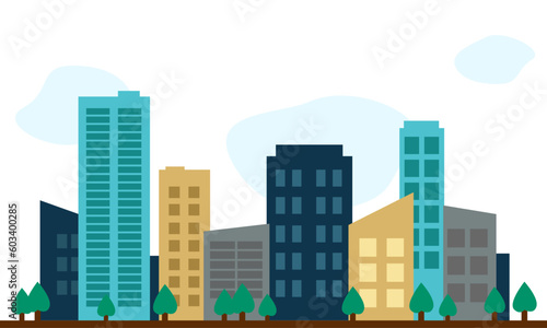 Downtown landscape with buildings concept vector illustration