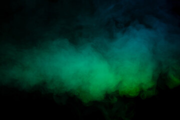 Blue and green steam on a black background.