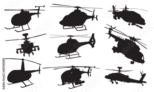 Helicopter silhouette white background