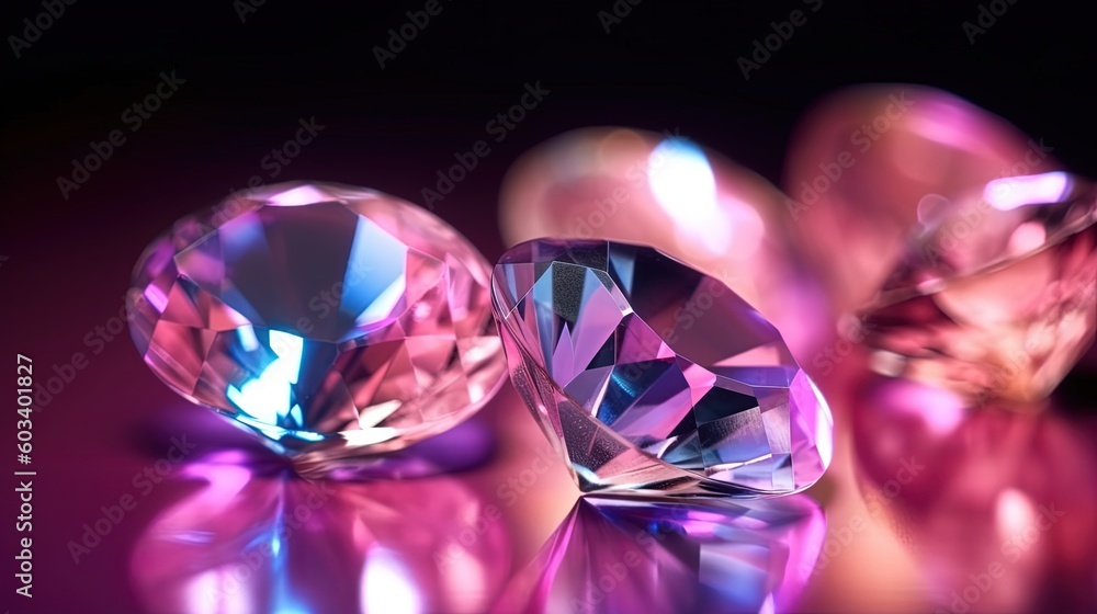 light pendant shine on Purple Amethys diamond in blurred background. by ai generative
