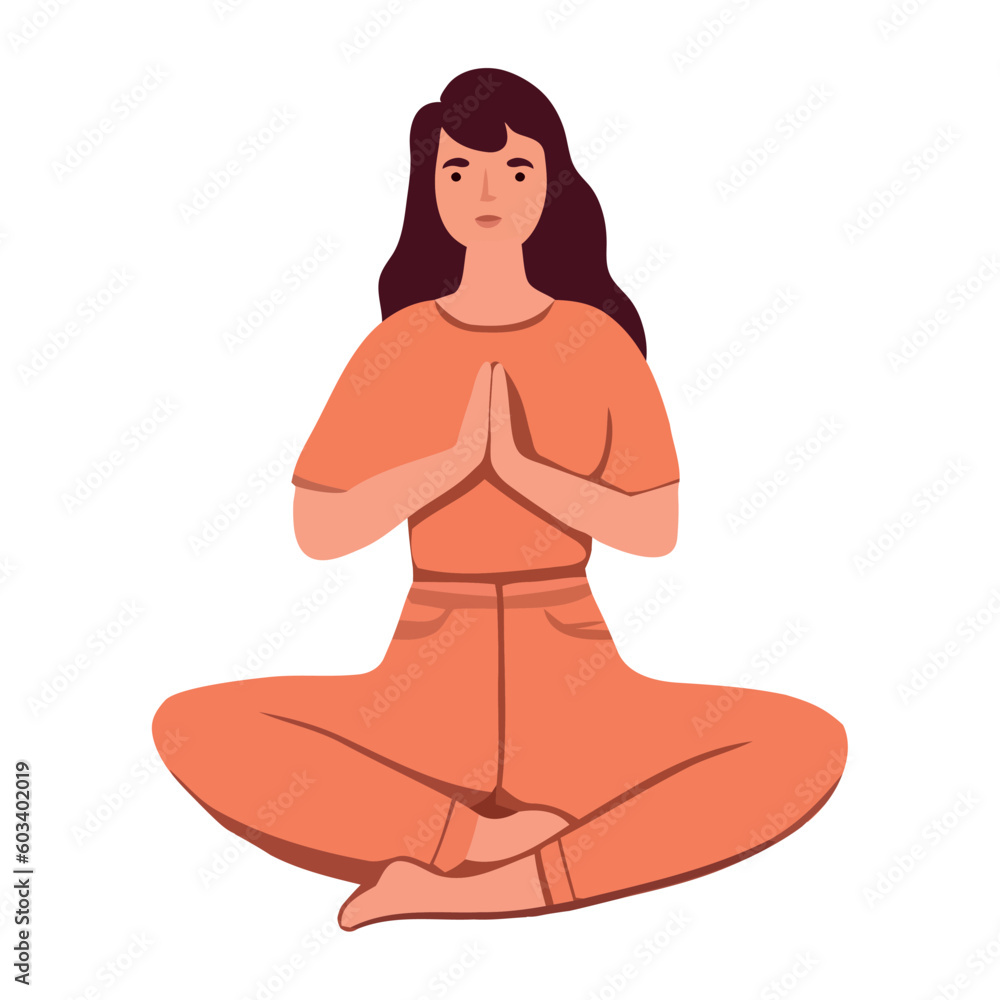 Woman meditating in lotus position, practicing yoga Woman meditating in lotus position, practicing yoga