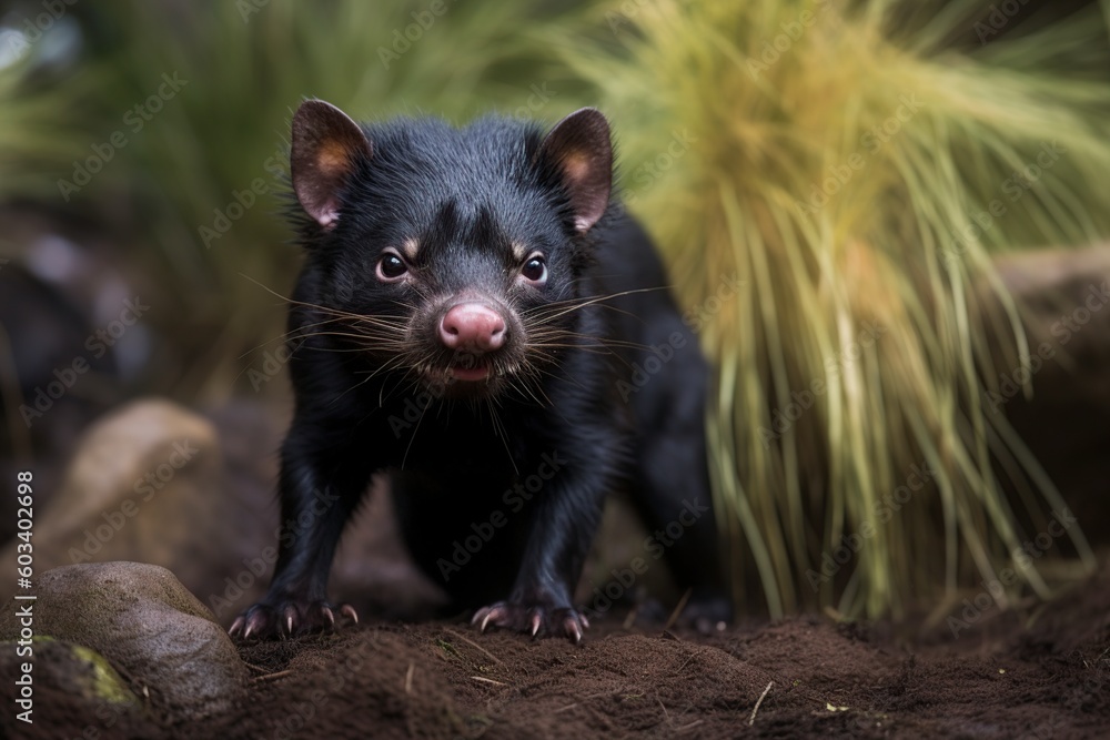 illustration, Tasmanian devil on the ground, generative ai.