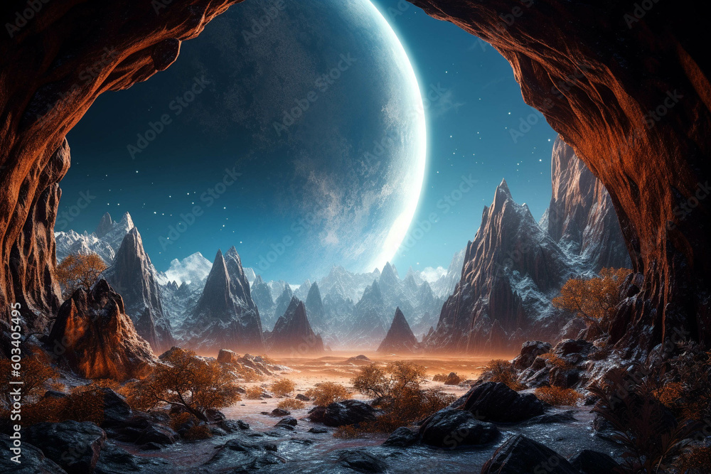 Giant Exoplanet Marvels: Captivating Views of an Alien World. Generative AI