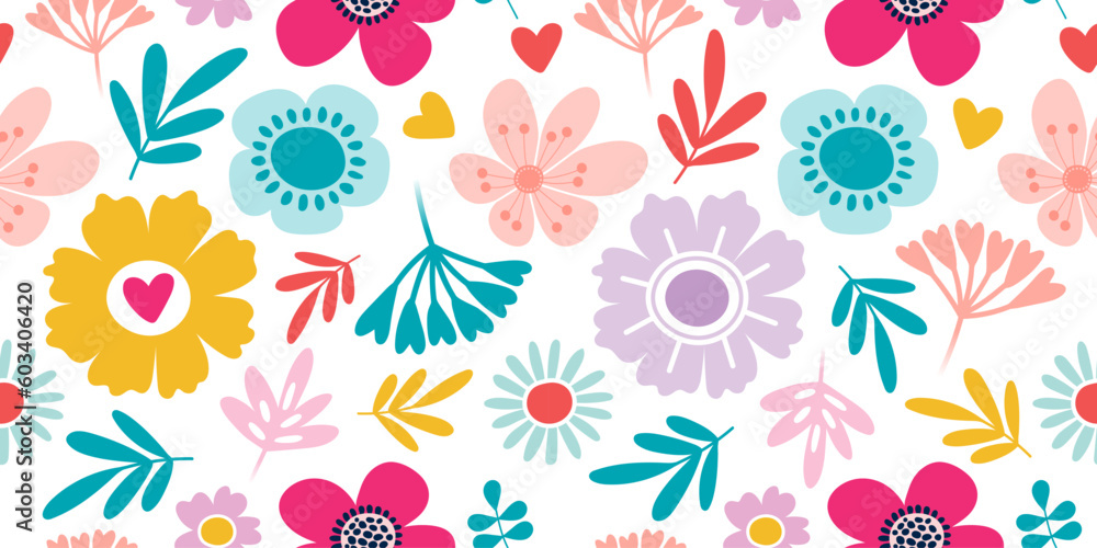 Set of two abstract simple seamless pattern with flowers. The two Texture Module are different, but have 100% compatible seamless Frames.