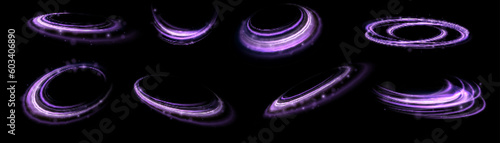 Light purple glowing effect. Glowing white speed lines. Abstract traffic lines on the road. Light dust trail wave, fire path trace line, car headlights, optical fiber and filament curve swirl png.
