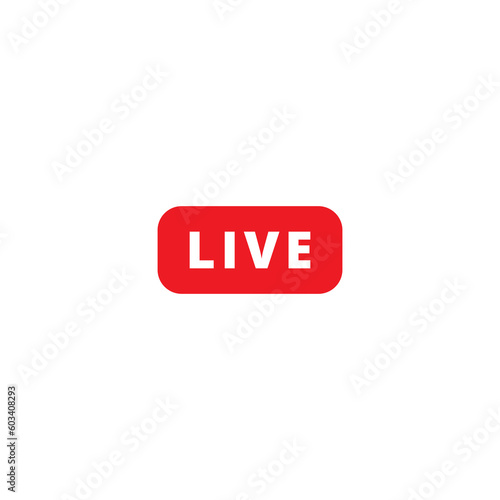 Red live stream button or vector icon .