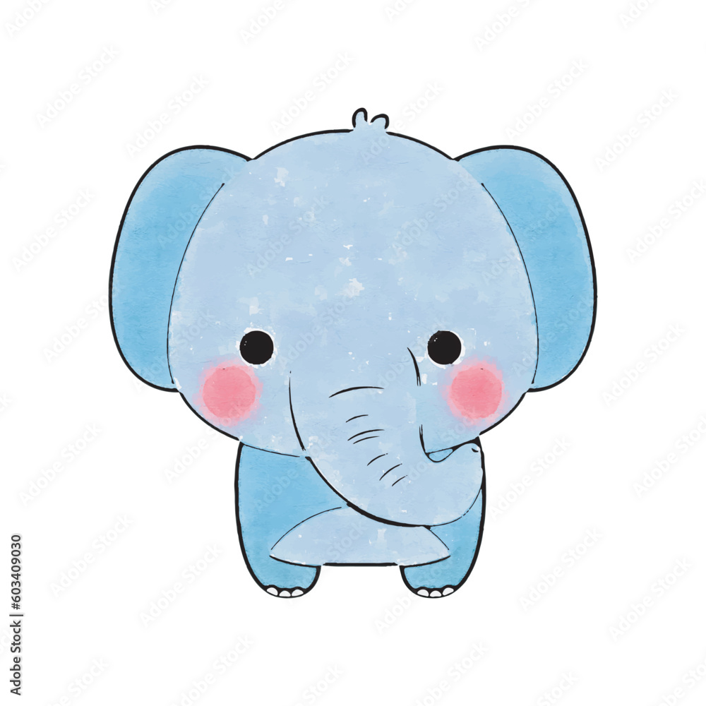Cute elephant animal watercolor style on a white background llustration vecto Cute elephant animal watercolor style on a white background llustration vecto