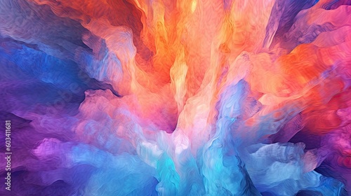 Colorful background, orange, blue, abstract art, explosive, high-speed synchronized. Generative AI