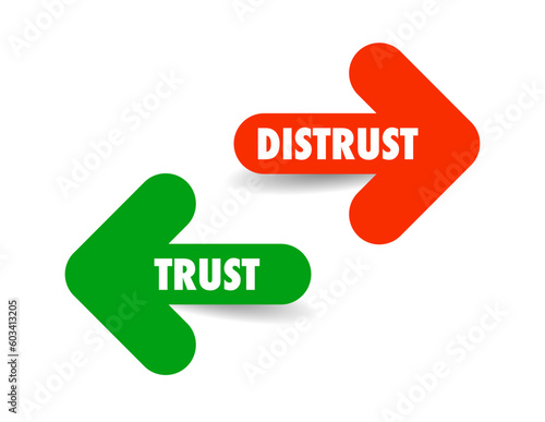 Trust and Mistrust Vector two colored arrows with shadow