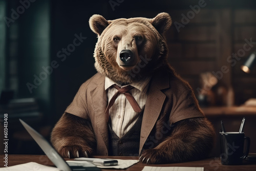 Brown Bear in Business Suit, Generative AI