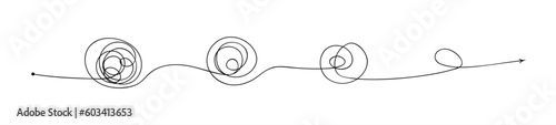Messy hand-drawn lines, chaos to simplicity, and confusion to clear concept. Doodle line knot. Vector illustration. 10 eps.