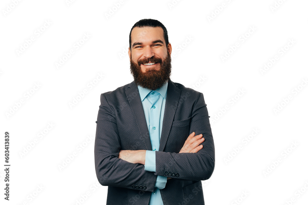 Studio portrait of a confident handsome man with arms crossed over white background. Studio portrait of a confident handsome man with arms crossed over white background.