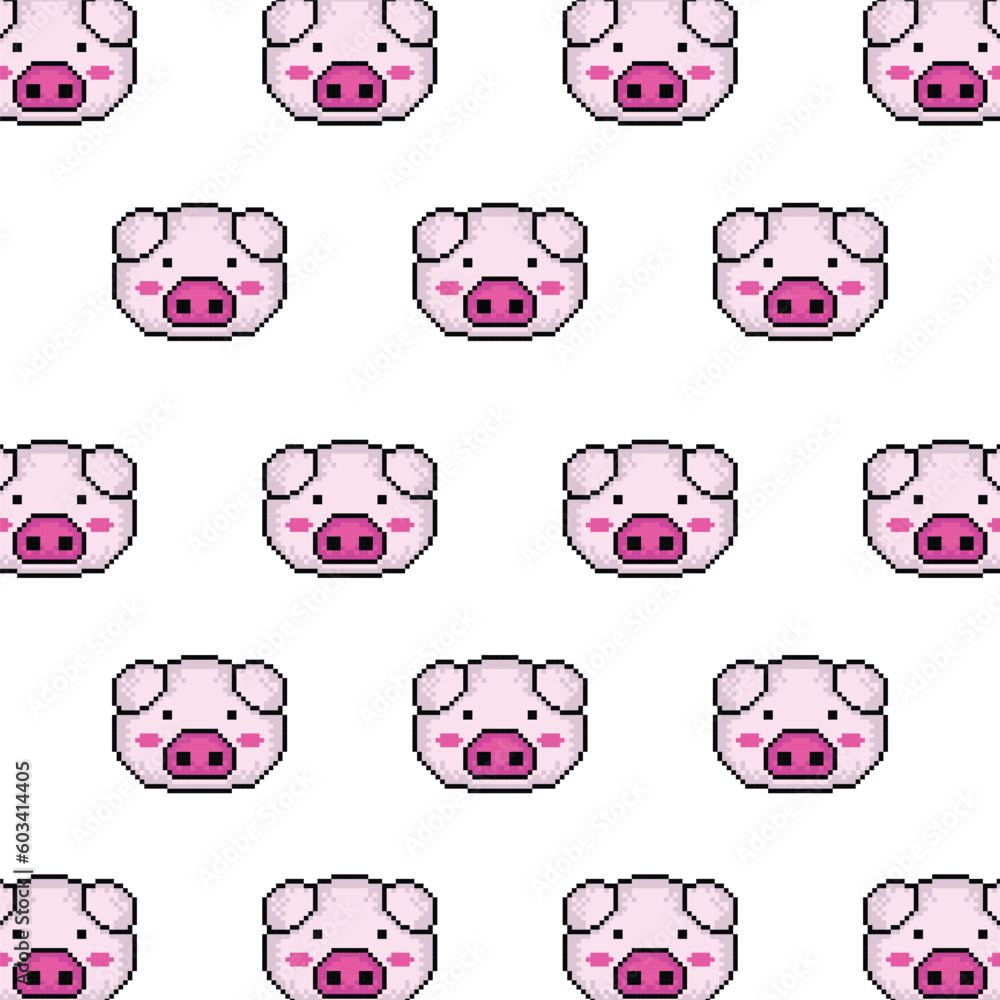 Pattern animal pig pixel art design background Pattern animal pig pixel art design background