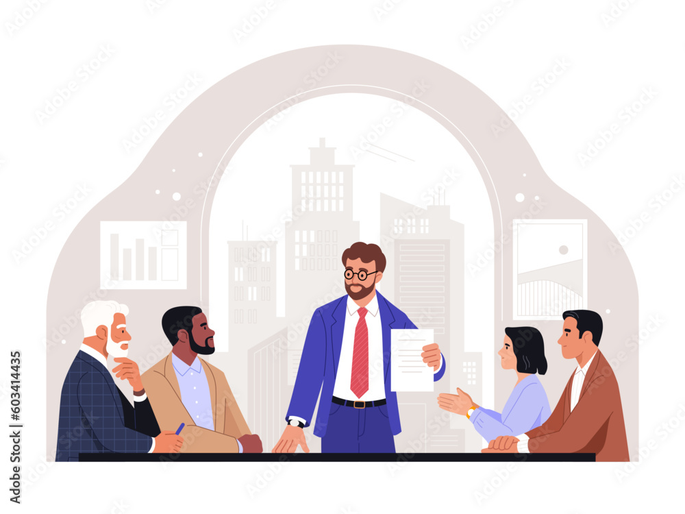 Board of Directors. Vector cartoon illustration in a flat style of a