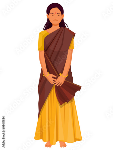 Indian girl in Indian traditional dress langa davani