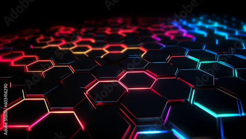 Technology abstract hexagon background . Hi-tech dot comb texture . © Victor