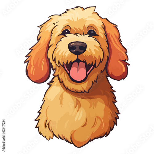 Colorful Golden Doodle Dog, Golden Doodle Portrait, Dog Sticker Clip art, Dog Lover design