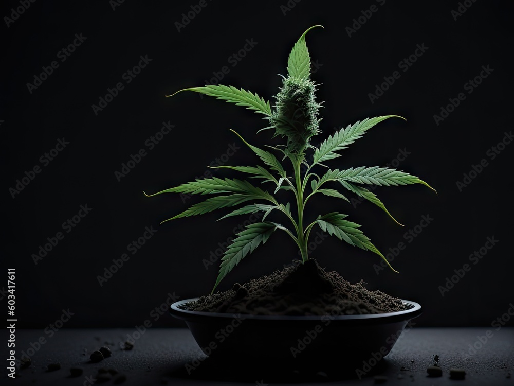 Fototapeta premium Marijuana seedling weedplant canabis. ai generative