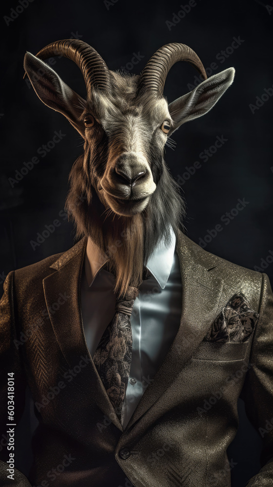 Goat dressed in an elegant modern suit with a nice tie. Fashion ...