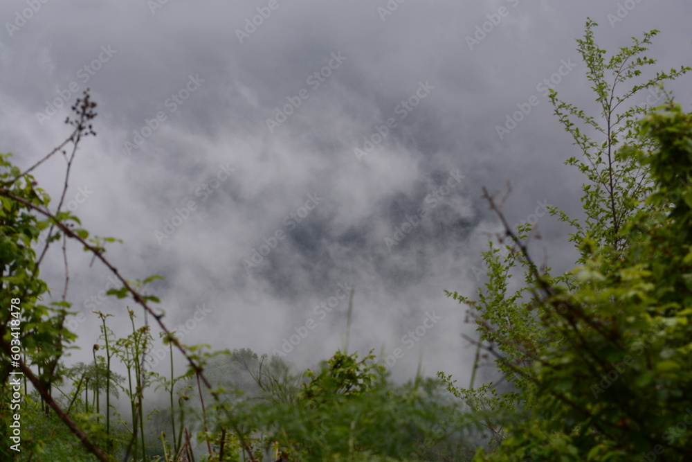 PAESAGGIO MONTANO CON NEBBIA,GIFFONI VALLE PIANA,SUD ITALIA,15 MAGGIO 2023. PAESAGGIO MONTANO CON NEBBIA,GIFFONI VALLE PIANA,SUD ITALIA,15 MAGGIO 2023.