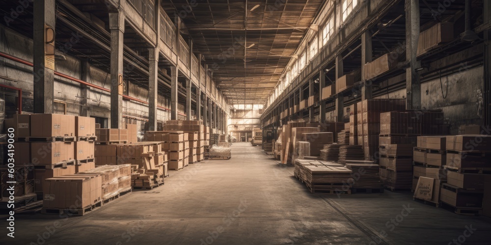 Pallets of stock in a warehouse