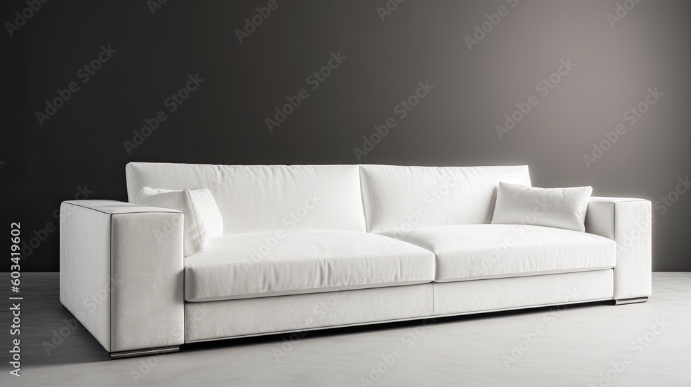 Modern white alcantara sofa for true luxury into a stylish living room, you want a couch like this at the end of every working day. Generative AI Technology Modern white alcantara sofa for true luxury into a stylish living room, you want a couch like this at the end of every working day. Generative AI Technology