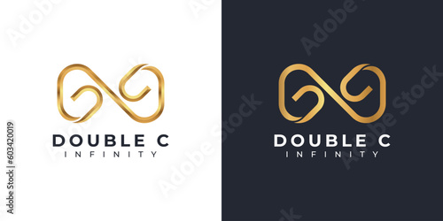 Letter C Infinity Logo design and Gold Elegant symbol for Business Company Branding and Corporate Identity