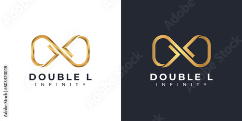 Letter L Infinity Logo design and Gold Elegant symbol for Business Company Branding and Corporate Identity