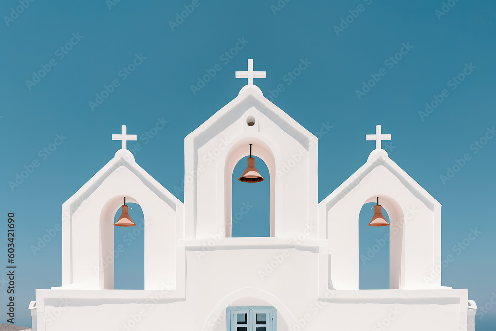View of Oia town in Santorini island in Greece -- Greek landscape Generative AI View of Oia town in Santorini island in Greece -- Greek landscape Generative AI