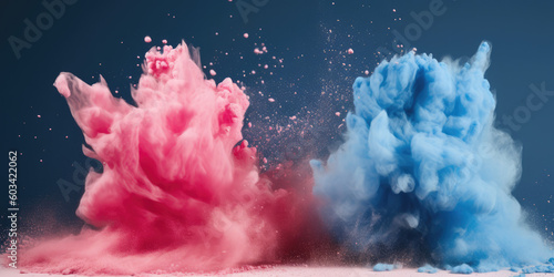 Pink and Blue clouds of powder colide, gender