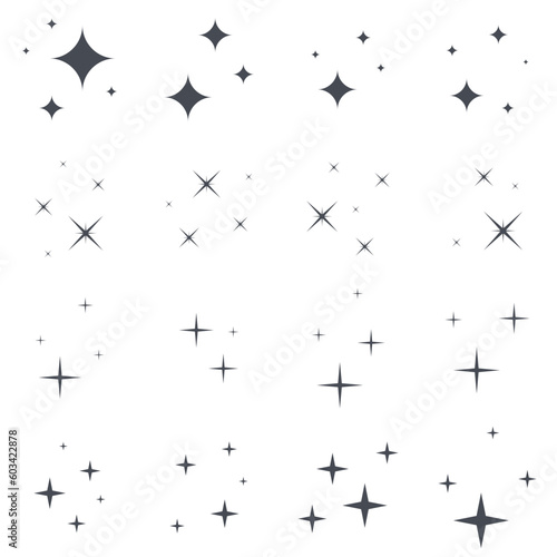 set of simple decor elements  groups of shining stars