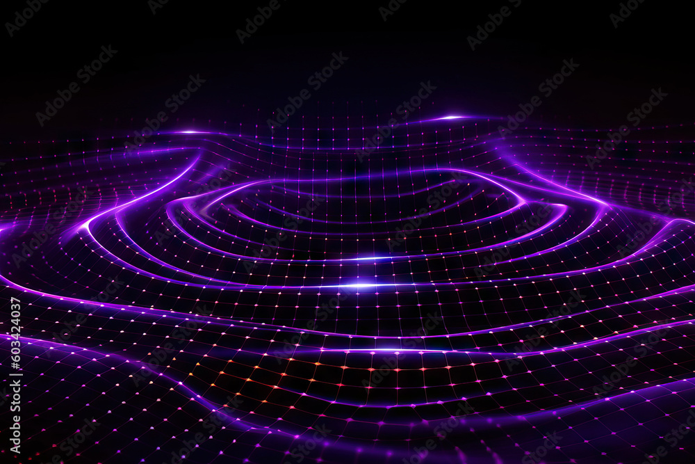 Generative AI illustration of abstract visual background with glowing ...