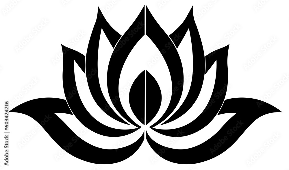 Obraz premium Stylized vector illustration of lotus flower. Generative AI