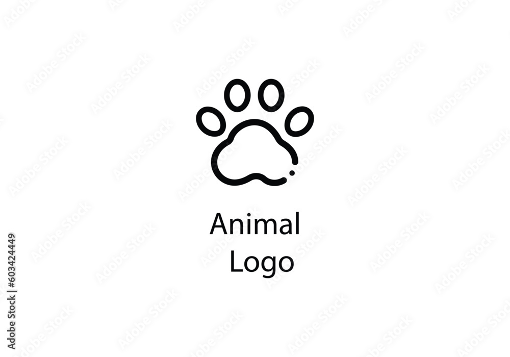 Paw Prints. Logo. Vector Illustration. Isolated vector Illustration. Black on White background. Paw Prints. Logo. Vector Illustration. Isolated vector Illustration. Black on White background.