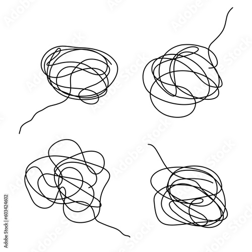 Tangled scribble speech logo icon sign Hand drawn ink sketch Decorative scrapbooking element Doodle abstract design style Fashion print clothes greeting invitation card flyer banner poster cover ad