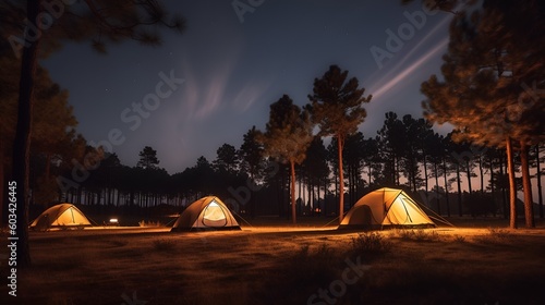 camping tents in the night