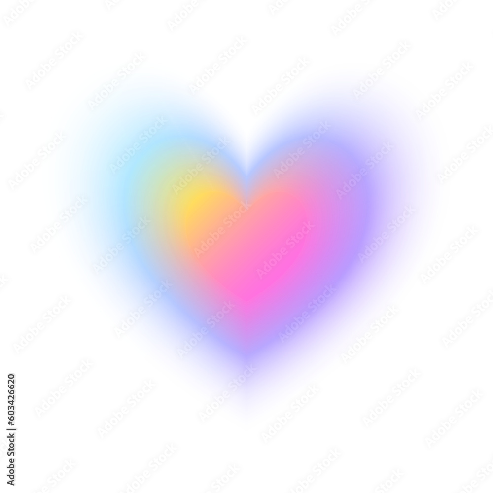 Gradient iridescent colorful blurry heart shape isolated illustration. Gradient iridescent colorful blurry heart shape isolated illustration.