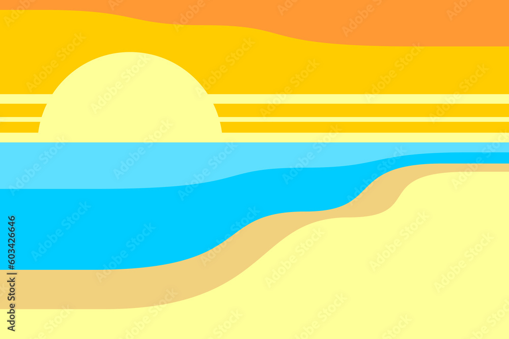 summer beach background landscape vector art use for template wallpaper