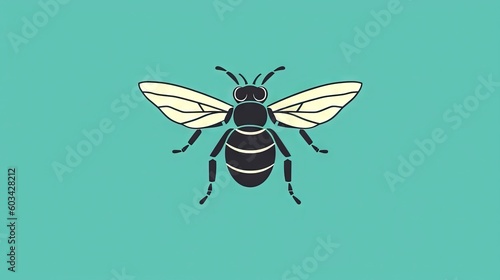  a black and white insect on a blue background with a shadow of a bug on the back of the insect's body and wings.  generative ai © Nadia