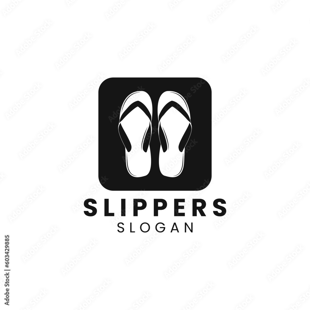 Obraz premium simple slippers negative space logo vector icon illustration design