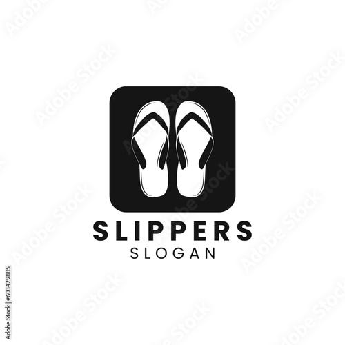 simple slippers negative space logo vector icon illustration design