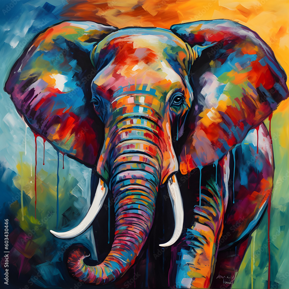 Obraz premium Colorful painting of a elephant