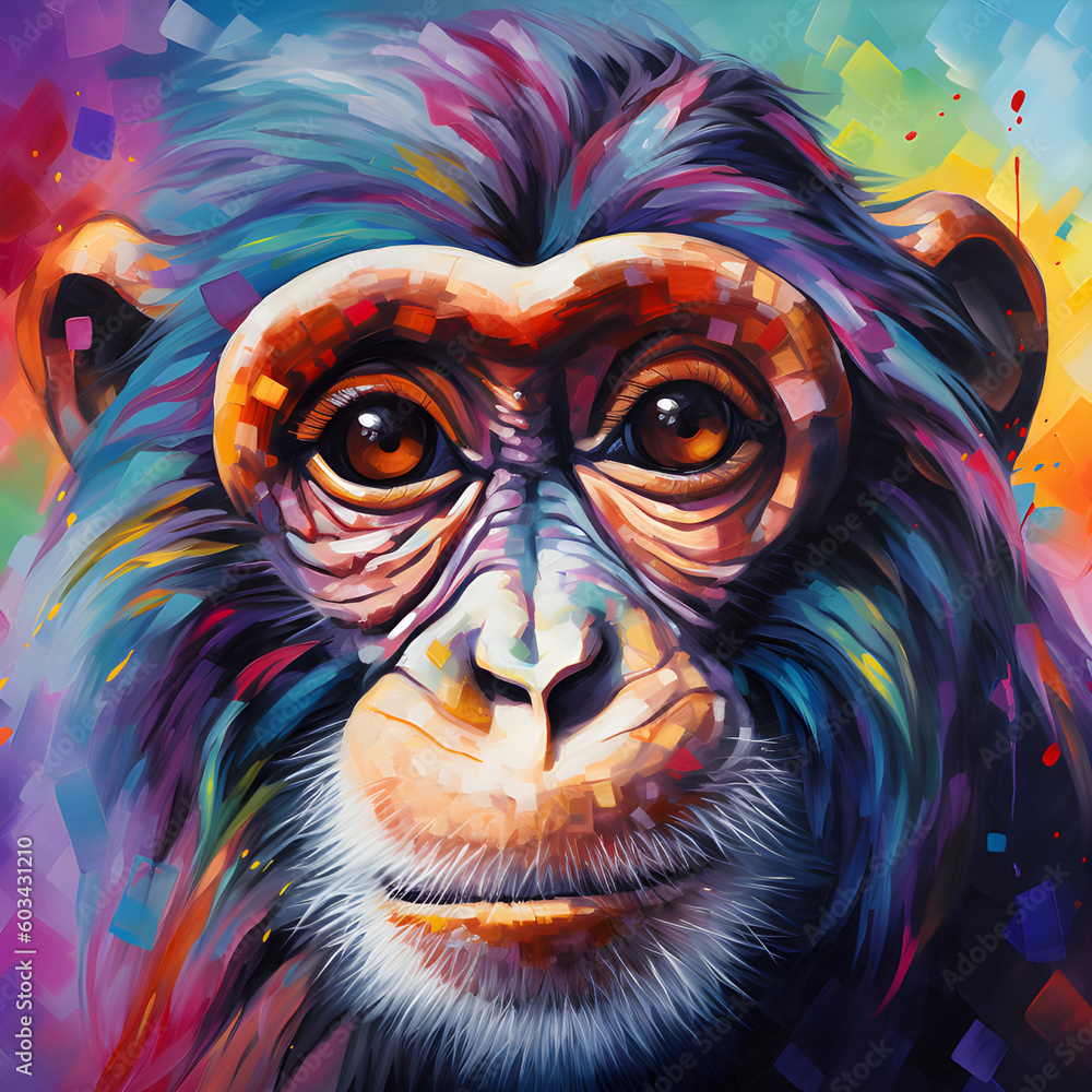 Colorful painting of a monkey