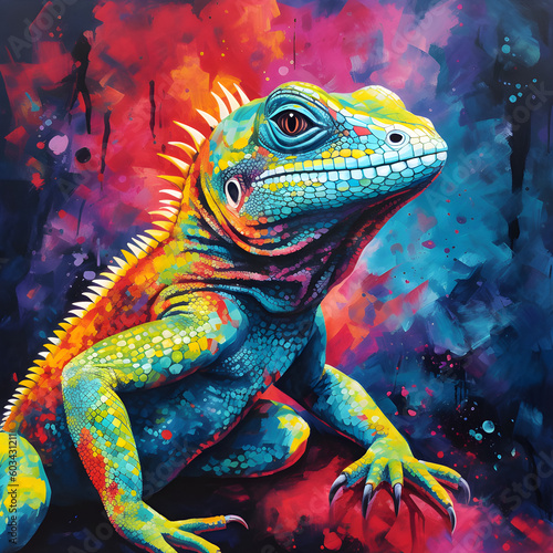 Colorful painting of a lizard