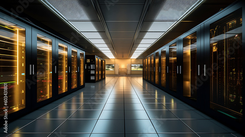 high-tech data center sleek workstations - Generated AI photo