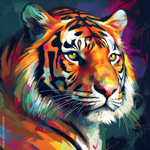 Colorful painting of a tiger