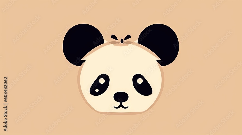 a panda bear with a black bow on its head and a brown background with the word panda written on it and the panda's head. generative ai a panda bear with a black bow on its head and a brown background with the word panda written on it and the panda's head. generative ai